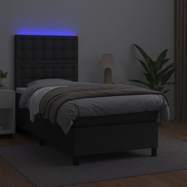 Giroletto A Molle Con Materasso E Led Nero 90x200 Cm Similpelle - Image 4