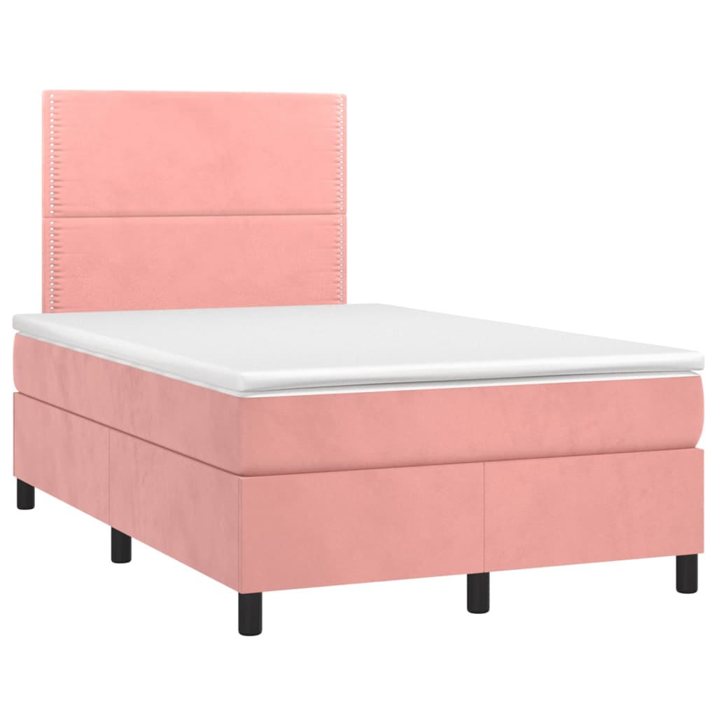 Letto A Molle Con Materasso E Led Rosa 120x200 Cm In Velluto - Image 3