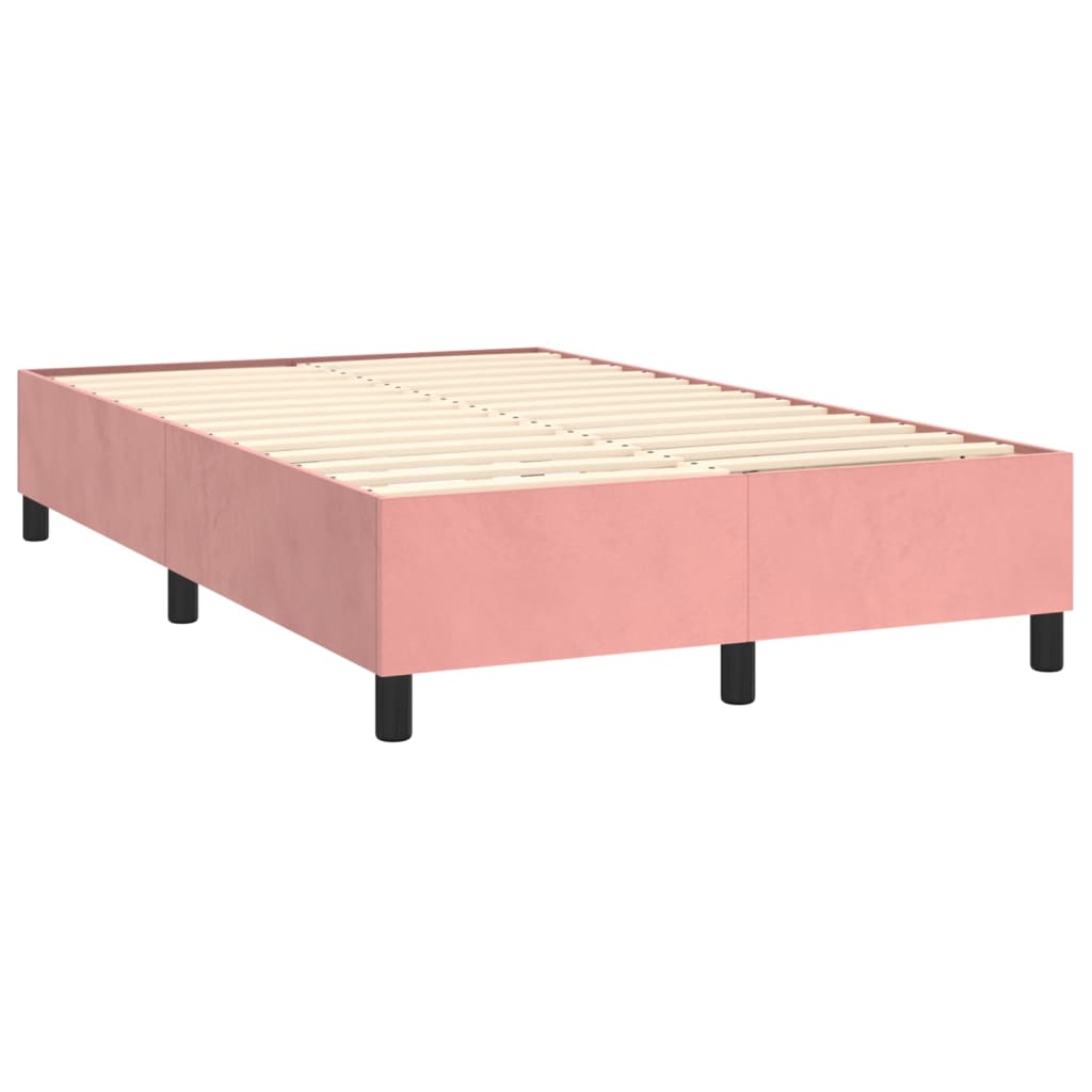 Letto A Molle Con Materasso E Led Rosa 120x200 Cm In Velluto - Image 5