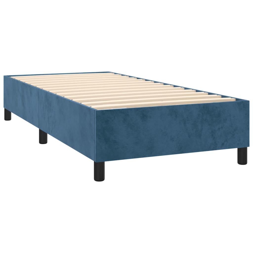 Letto A Molle Con Materasso E Led Blu Scuro 80x200cm In Velluto - Image 5