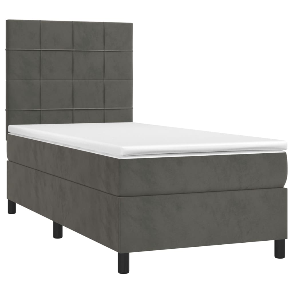 Letto A Molle Con Materasso E Led Grigio Scuro 100x200 cm - Image 3