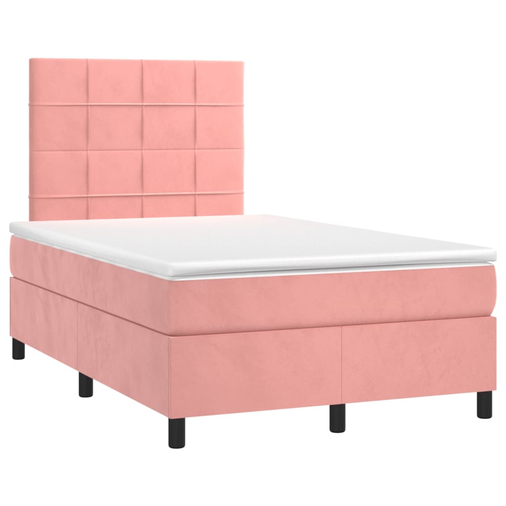 Letto A Molle Con Materasso E Led Rosa 120x200 Cm In Velluto - Image 3