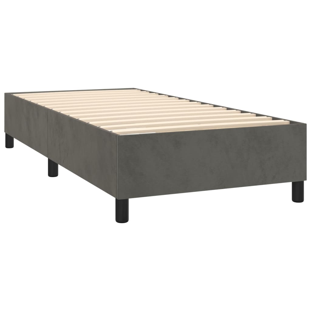 Letto A Molle Con Materasso E Led Grigio Scuro 90x190cm Velluto - Image 5