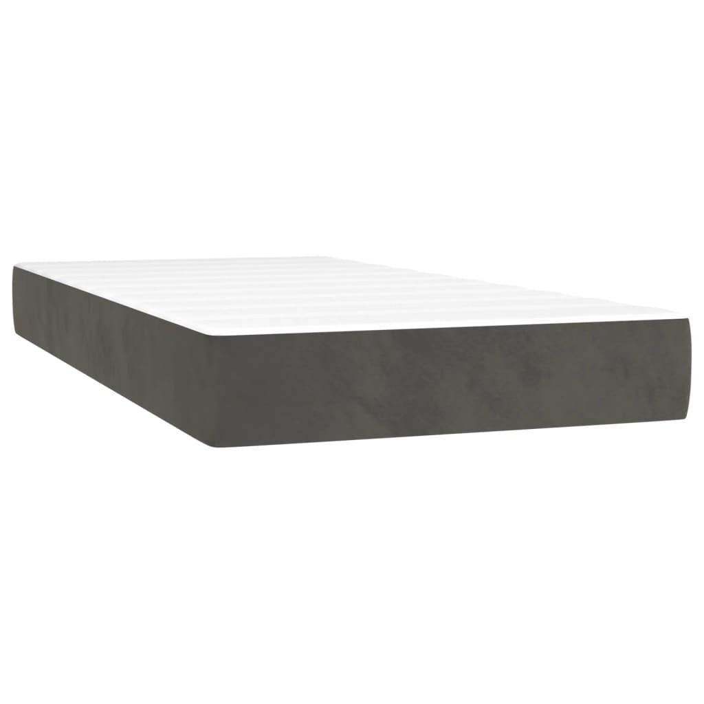 Letto A Molle Con Materasso E Led Grigio Scuro 90x190cm Velluto - Image 6