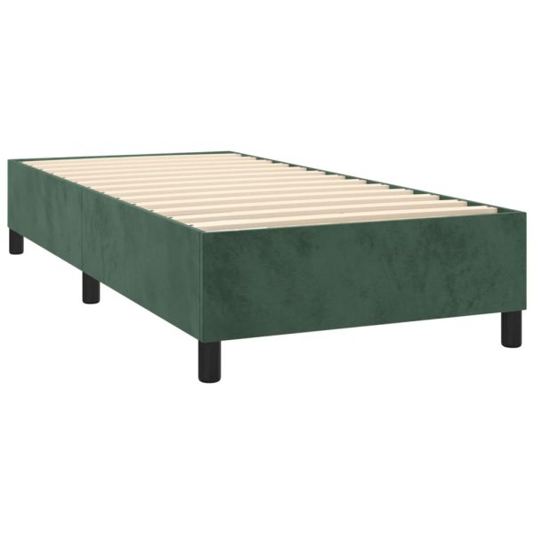 Letto A Molle Con Materasso E Led Verde Scuro 80x200cm Velluto - Image 5