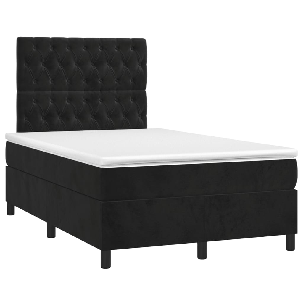 Letto A Molle Con Materasso E Led Nero 120x200 Cm In Velluto - Image 3