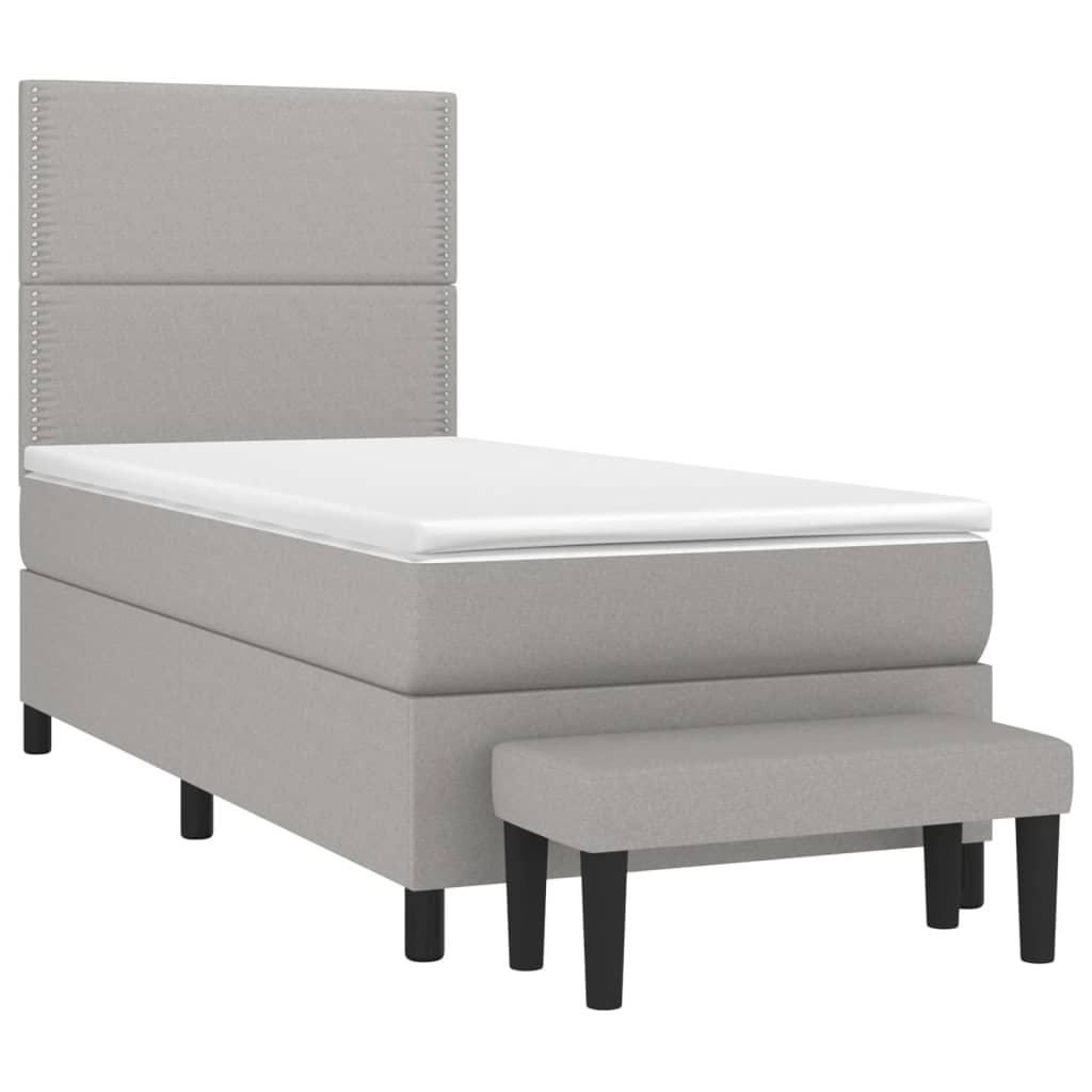 Giroletto A Molle Con Materasso Grigio Chiaro 80x200 Cm Tessuto - Image 3