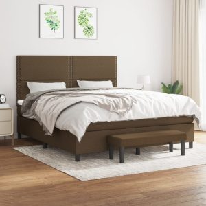 Giroletto A Molle Con Materasso Marrone Scuro 160x200cm Tessuto