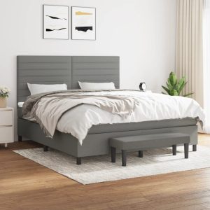 Giroletto A Molle Con Materasso Grigio Scuro 160x200 Cm Tessuto