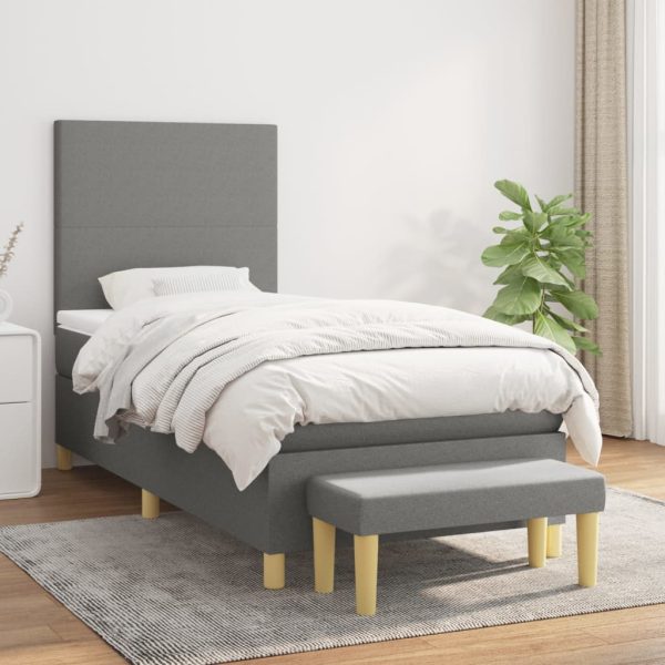 Giroletto A Molle Con Materasso Grigio Scuro 80x200 Cm Tessuto