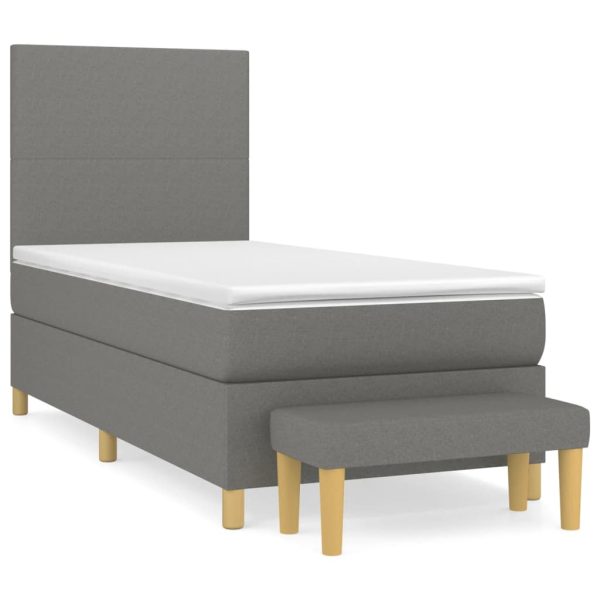 Giroletto A Molle Con Materasso Grigio Scuro 80x200 Cm Tessuto - Image 2