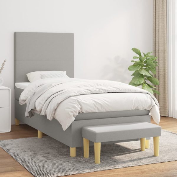 Giroletto A Molle Con Materasso Grigio Chiaro100x200 Cm Tessuto
