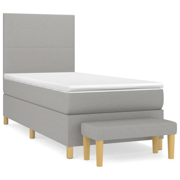 Giroletto A Molle Con Materasso Grigio Chiaro100x200 Cm Tessuto - Image 2
