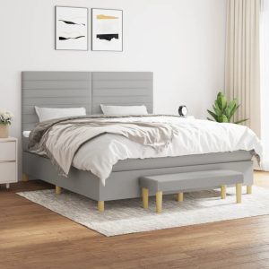 Giroletto A Molle Con Materasso Grigio Chiaro160x200 Cm Tessuto