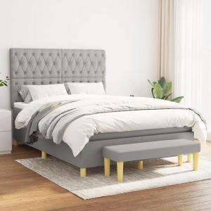 Giroletto A Molle Con Materasso Grigio Chiaro 140x190cm Tessuto