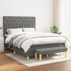 Giroletto A Molle Con Materasso Grigio Scuro 140x200cm Tessuto