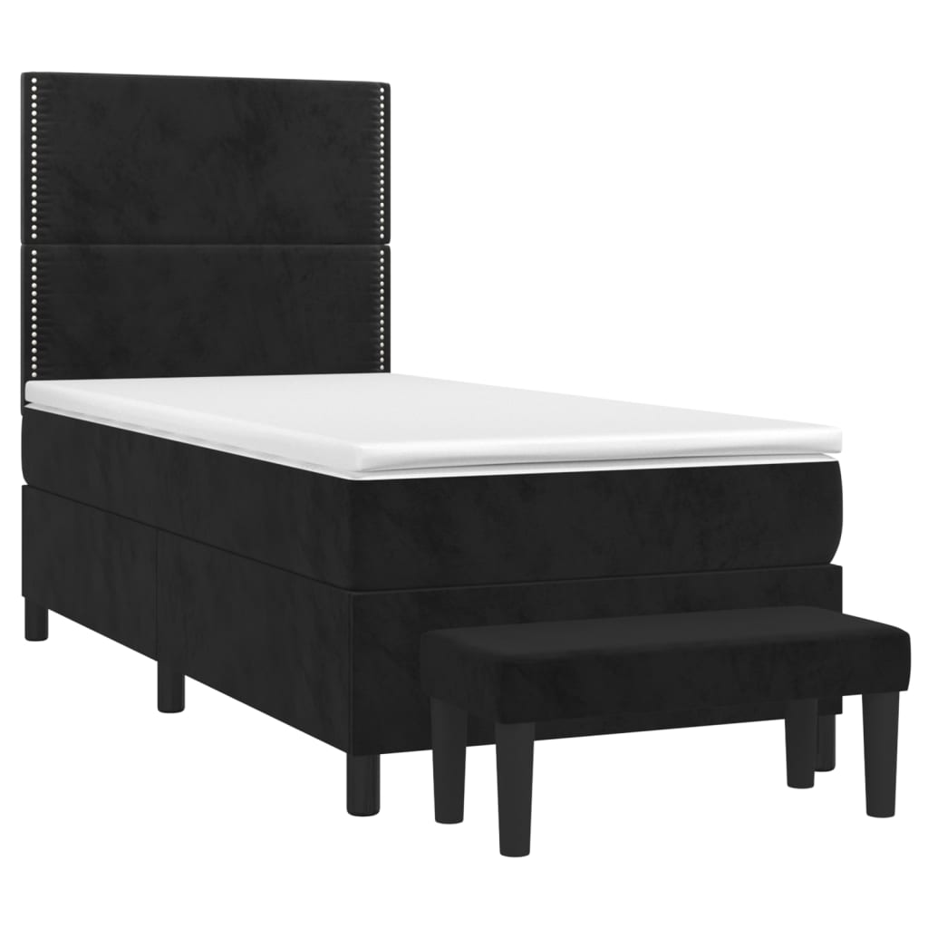 Giroletto A Molle Con Materasso Nero 90x190 Cm In Velluto - Image 3