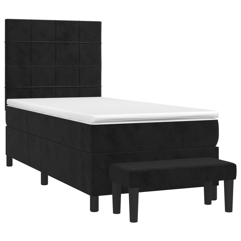 Giroletto A Molle Con Materasso Nero 90x190 Cm In Velluto - Image 3