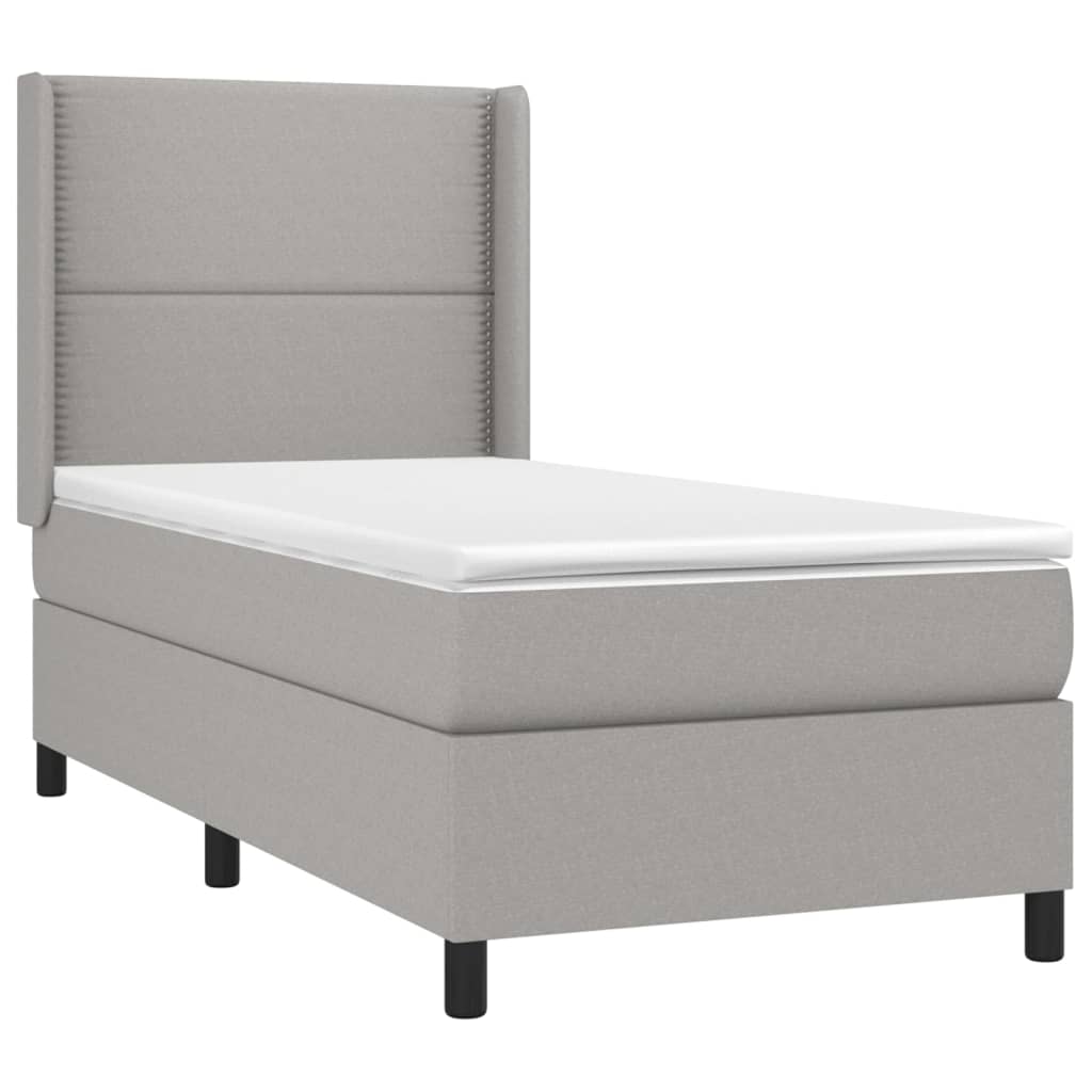 Letto A Molle Materasso E Led Grigio Chiaro 100x200 Cm Tessuto - Image 4