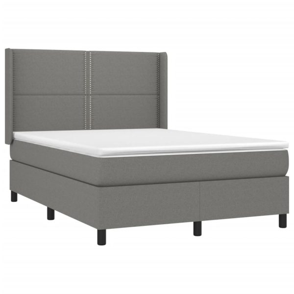 Letto A Molle Materasso E Led Grigio Scuro 140x200cm In Tessuto - Image 4