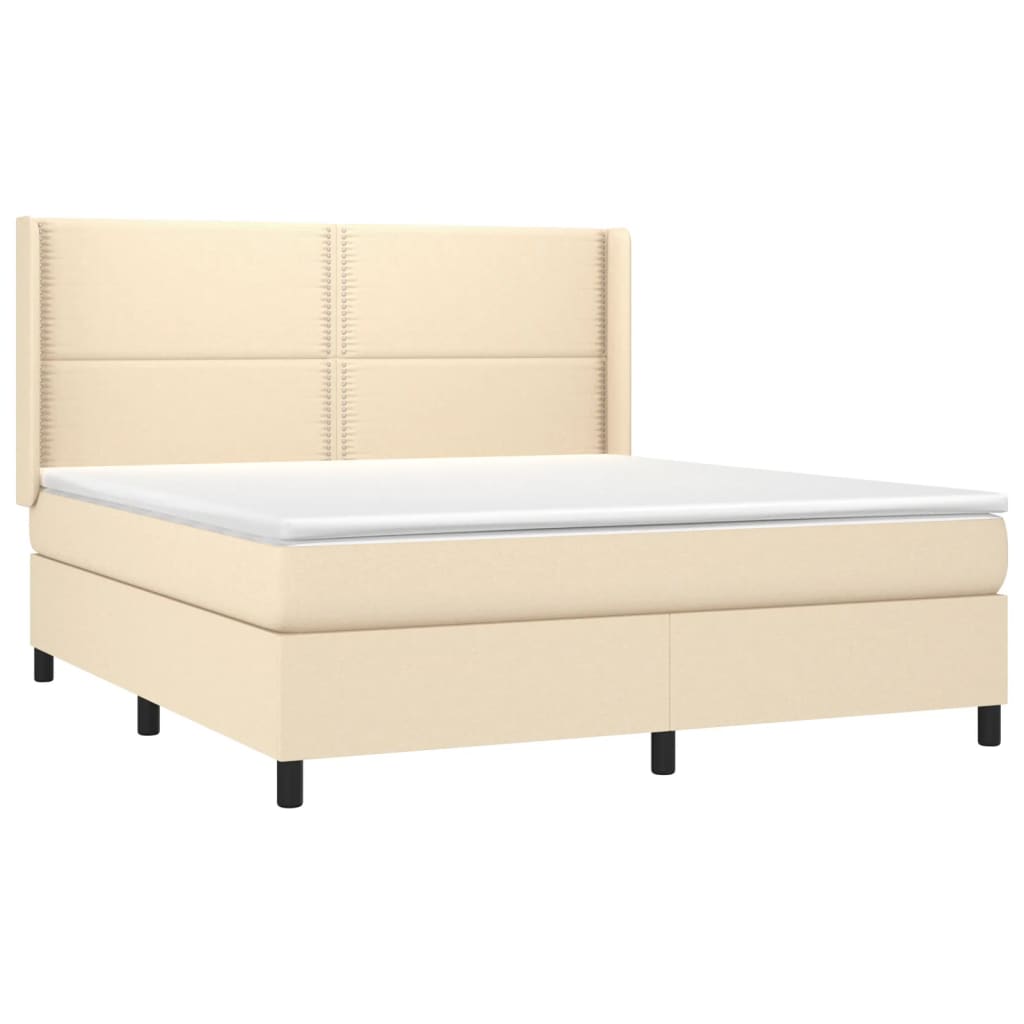 Letto A Molle Con Materasso E Led Crema 180x200 Cm In Tessuto - Image 4