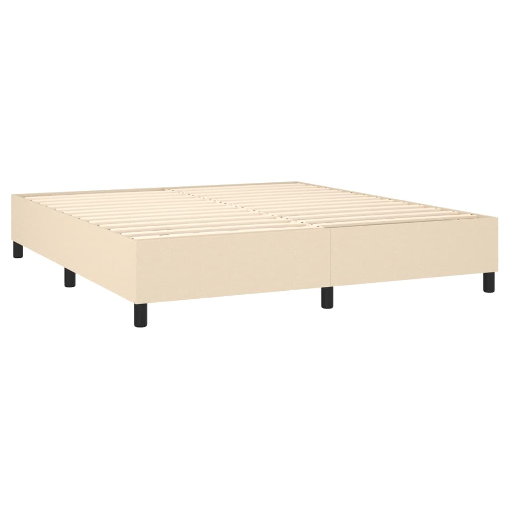 Letto A Molle Con Materasso E Led Crema 180x200 Cm In Tessuto - Image 5