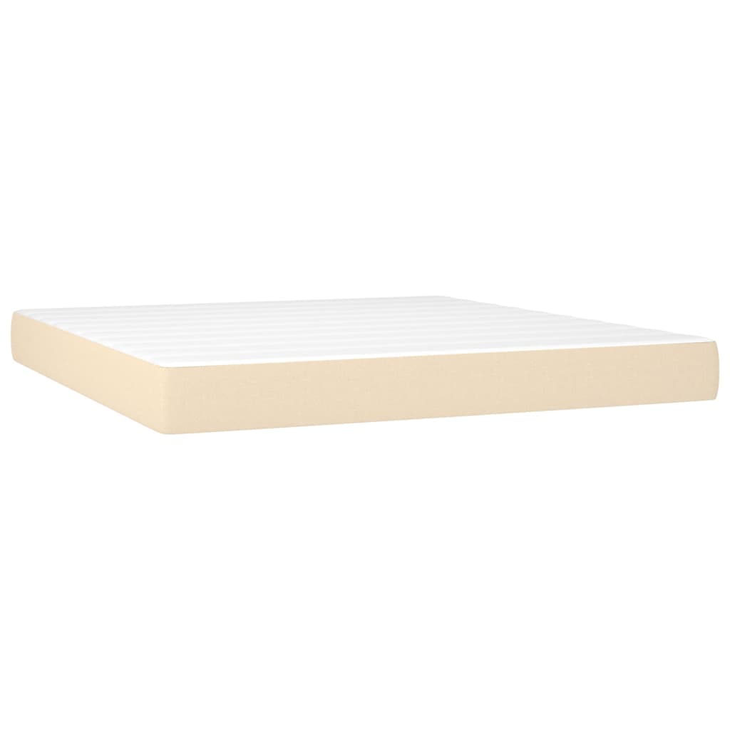 Letto A Molle Con Materasso E Led Crema 180x200 Cm In Tessuto - Image 6