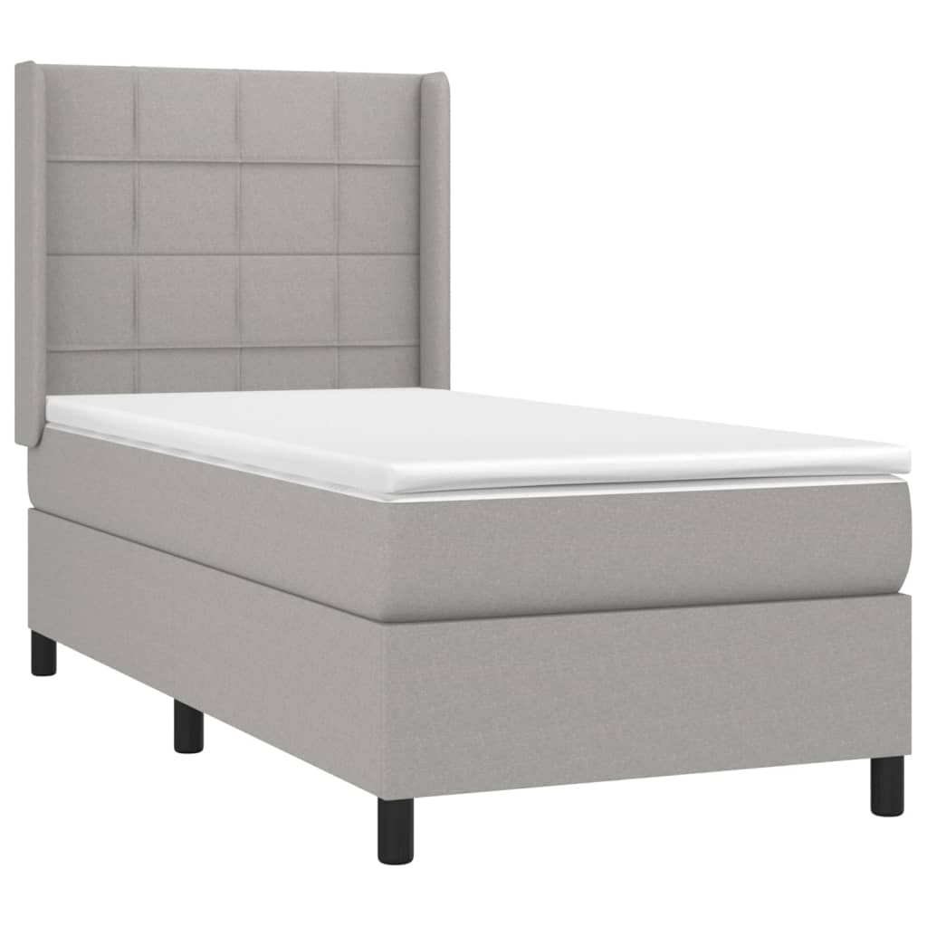 Letto A Molle Materasso E Led Grigio Chiaro 100x200 Cm Tessuto - Image 4