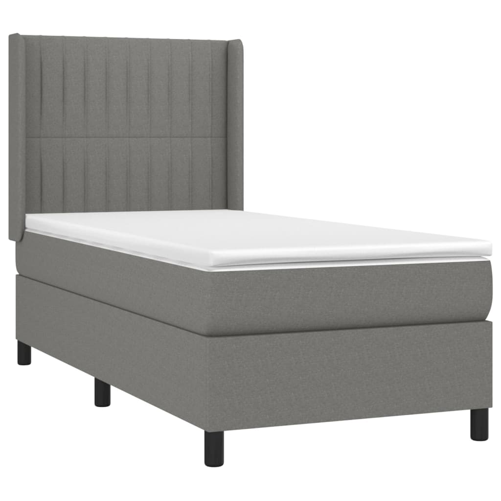 Letto A Molle Materasso E Led Grigio Scuro 90x200 Cm In Tessuto - Image 4
