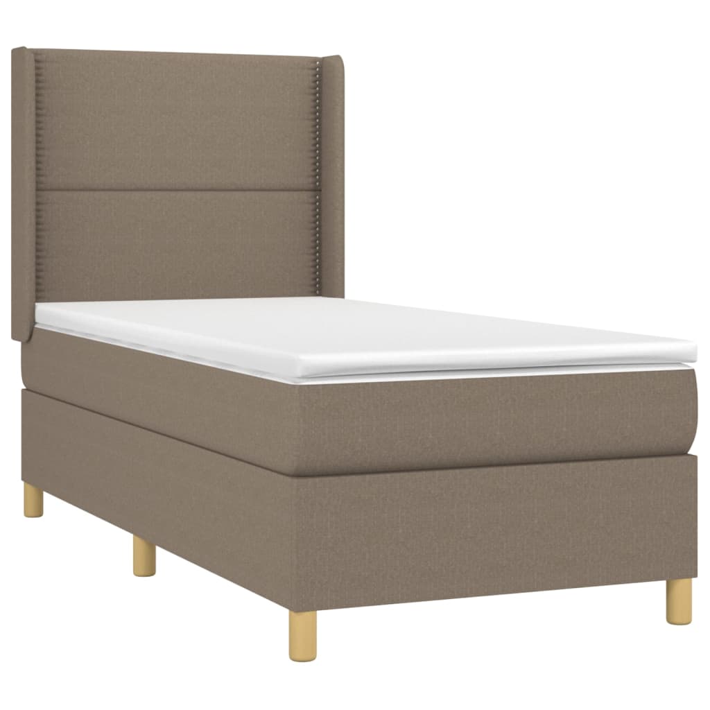 Letto A Molle Con Materasso E Led Tortora 100x200cm In Tessuto - Image 4