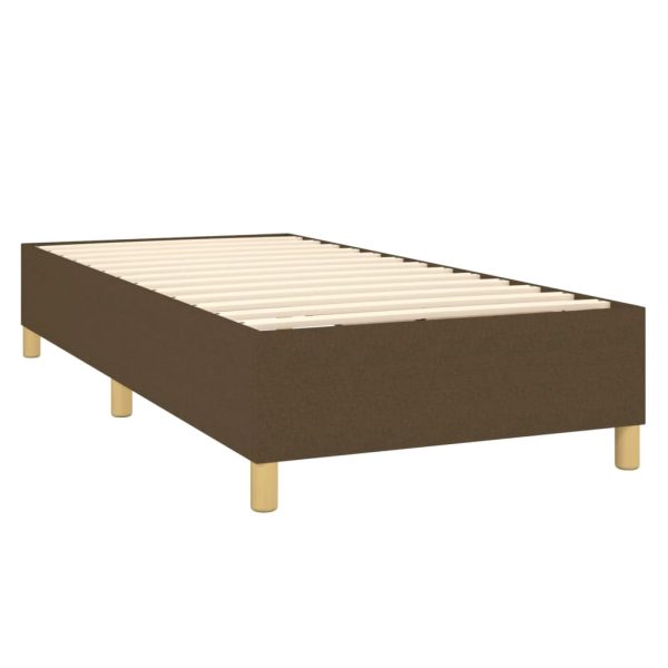 Letto A Molle Materasso E Led Marrone Scuro 100x200 Cm Tessuto - Image 5