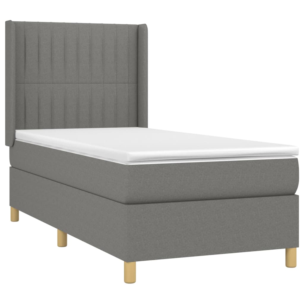 Letto A Molle Materasso E Led Grigio Scuro 80x200 Cm In Tessuto - Image 4