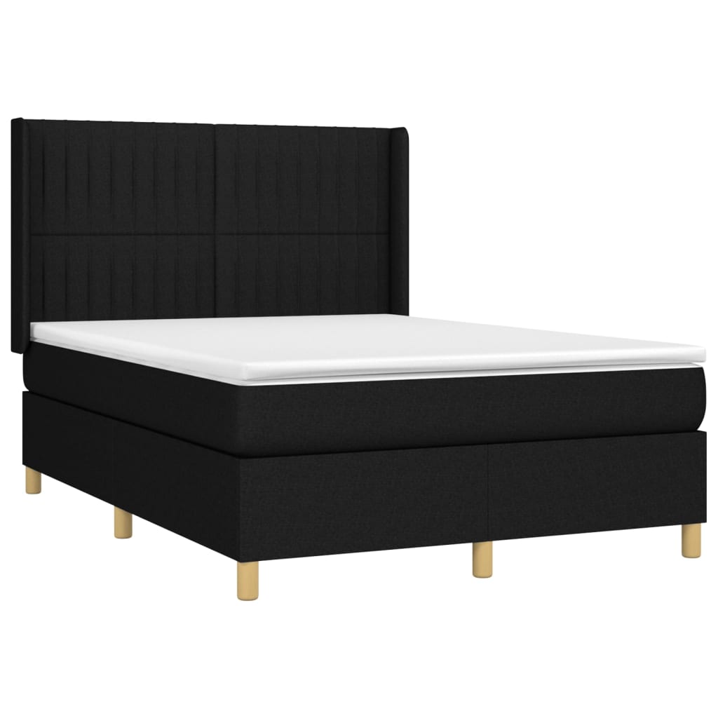 Letto A Molle Con Materasso E Led Nero 140x190 Cm In Tessuto - Image 4