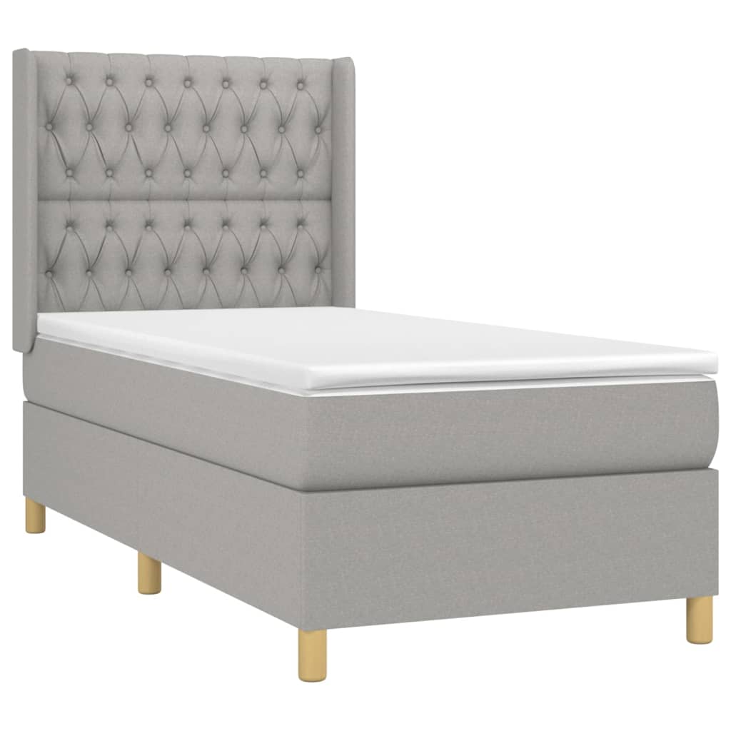 Letto A Molle Materasso E Led Grigio Chiaro 90x200 Cm Tessuto - Image 4