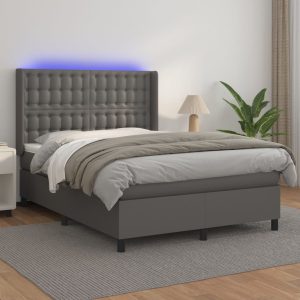 Giroletto Molle Con Materasso E Led Grigio 140x200cm Similpelle