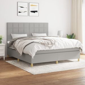 Giroletto A Molle Con Materasso Grigio Chiaro160x200 Cm Tessuto
