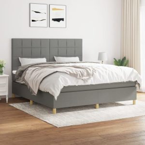 Giroletto A Molle Con Materasso Grigio Scuro 160x200 Cm Tessuto