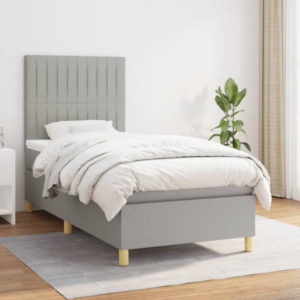 Giroletto A Molle Con Materasso Grigio Chiaro 90x190 Cm Tessuto