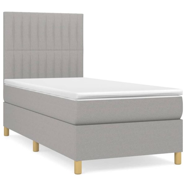 Giroletto A Molle Con Materasso Grigio Chiaro 90x190 Cm Tessuto - Image 2