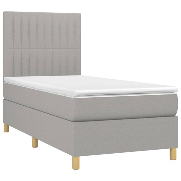 Giroletto A Molle Con Materasso Grigio Chiaro 90x190 Cm Tessuto - Image 3