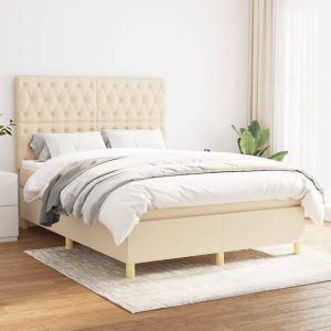 Giroletto A Molle Con Materasso Crema 140x19 Cm In Tessuto