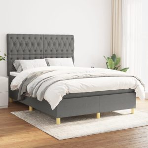 Giroletto A Molle Con Materasso Grigio Scuro 140x200cm Tessuto
