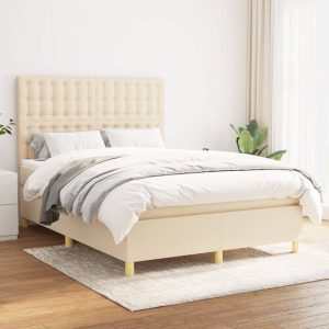 Giroletto A Molle Con Materasso Crema 140x200 Cm In Tessuto