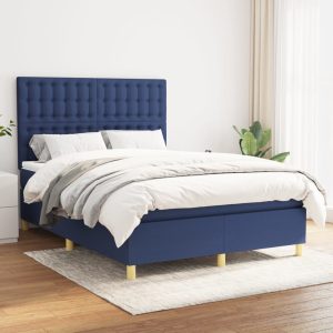 Giroletto A Molle Con Materasso Blu 140x200 Cm In Tessuto