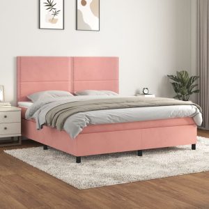 Giroletto A Molle Con Materasso Rosa 160x200 Cm In Velluto