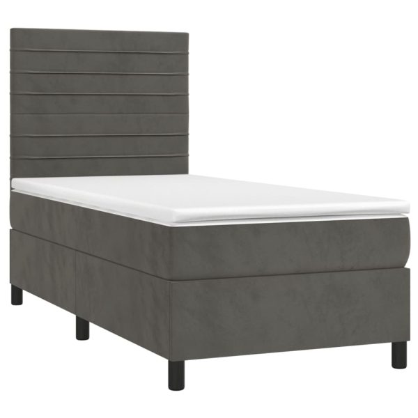 Giroletto A Molle Con Materasso Grigio Scuro 90x190 Cm Velluto - Image 3