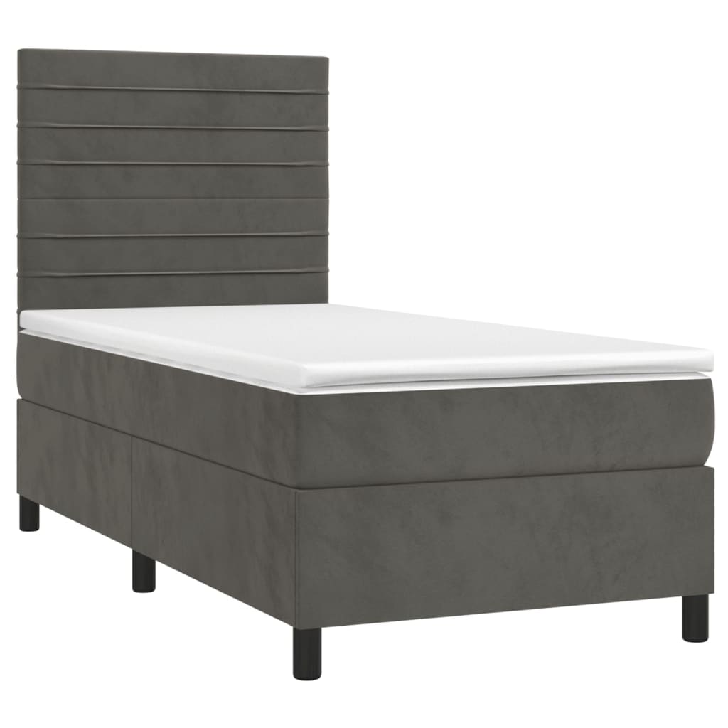 Giroletto A Molle Con Materasso Grigio Scuro 90x200 Cm Velluto - Image 3