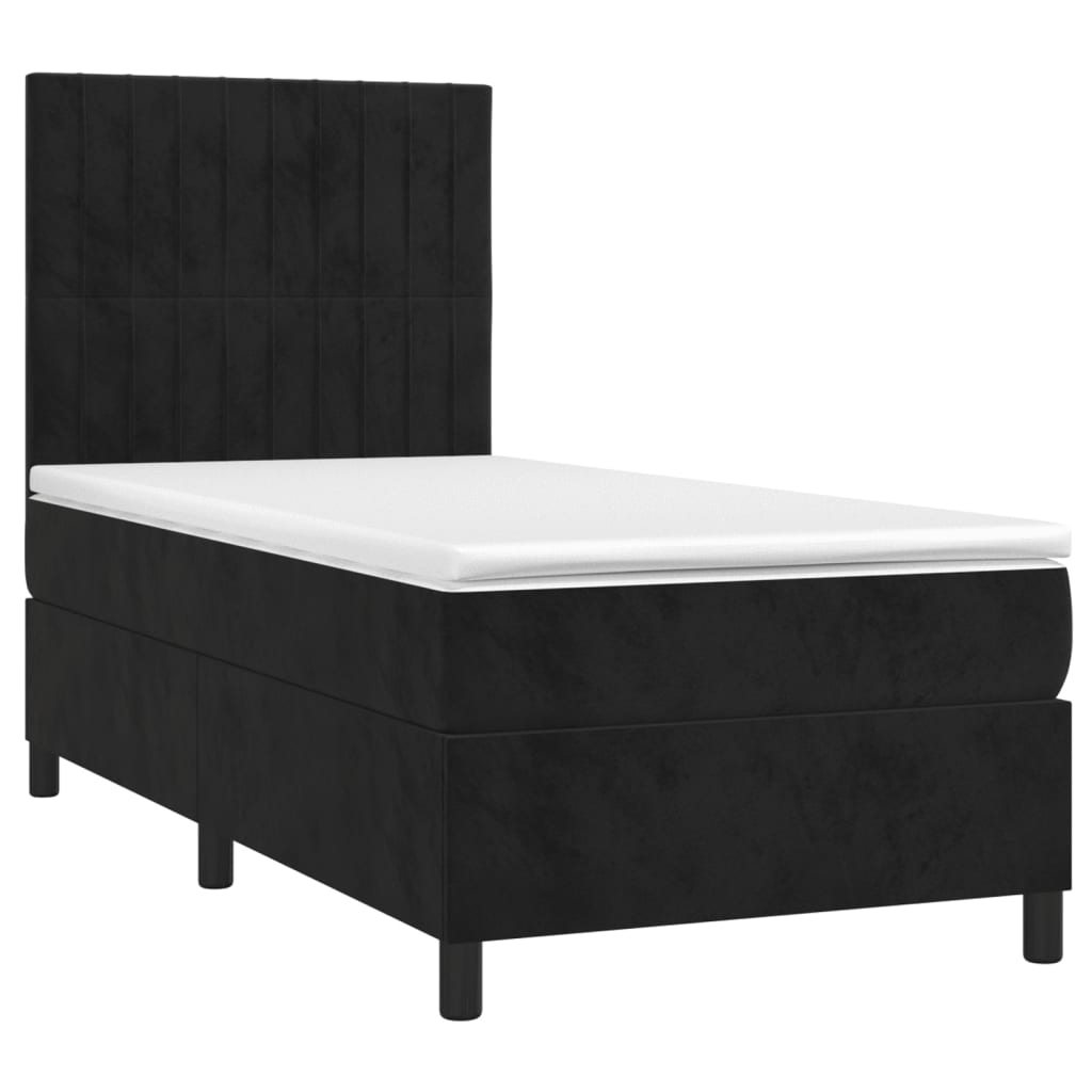 Giroletto A Molle Con Materasso Nero 90x200 Cm In Velluto - Image 3