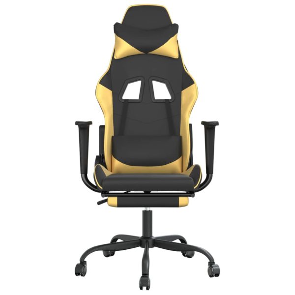 Sedia Da Gaming Con Poggiapiedi Nero E Oro In Similpelle - Image 3