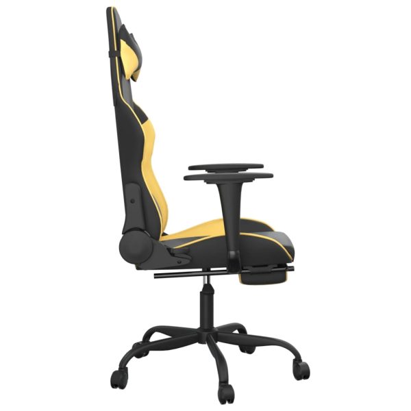 Sedia Da Gaming Con Poggiapiedi Nero E Oro In Similpelle - Image 4